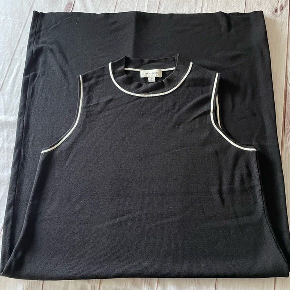 Free Assembly Ribbed Midi Sweater Dress Women’s XL Black White Trim Sleeveless - Picture 10 of 15